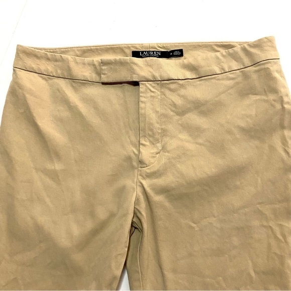 LAUREN Ralph Lauren Tan Straight Leg Stretch Ankle Pants Size 8 Summer Casual - Picture 3 of 11